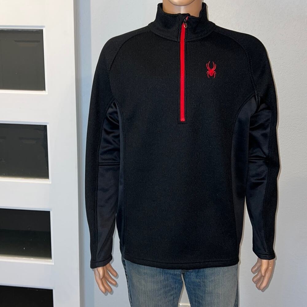 Spyder Outbound 1/2 Zip Midweight Core L Men's Sweater Jacket BLK/BLK Red Trim